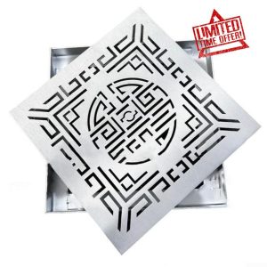 Stainless Steel Floor Drain with Frame Outdoor Drainage Cover Channel Grate 200x200x20mm 300x300x20mm for Driveway Garden(200 * 200 * 20 * 2mm)