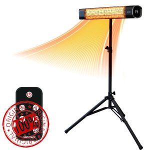 Senelux Electric Infrared Patio Heater 2000W with Tripod | IP65 Water-Resistant Radiant Heater for Indoor & Outdoor | Remote Control