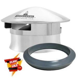Smokeware All Weather BBQ Chimney Vent For Kamado Joe Junior & Big Green Egg Minimax (Includes Silicone Adapter)