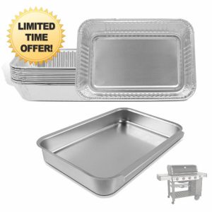 MOASKER 93305 Grease Catch Pan for Weber Genesis II & Spirit Grill Drip Pan with 10 Pack 6415 Foil Grease Tray Liners for Weber Genesis II e-310/315/330/335 & Spirit e-210/220/310/320/330#83156