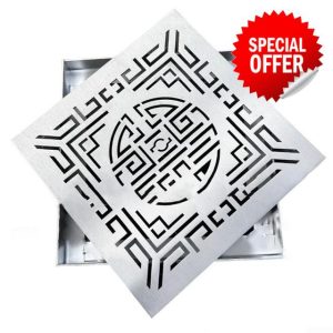 Stainless Steel Floor Drain with Frame Outdoor Drainage Cover Channel Grate 200x200x20mm 300x300x20mm for Driveway Garden(300 * 300 * 20 * 2mm)