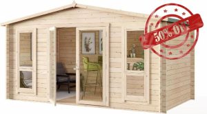 14 x 8 Log Cabin Summer House Shed – Wooden Garden Room with Double Doors