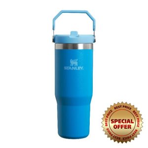 Stanley Iceflow Flip Straw Water Bottle With Straw 0.88L - Keeps Cold For 12+ Hours - Easy To Carry - Dishwasher Safe - Stainless Steel Thermal Flask - BPA-Free Travel Mug - Azure
