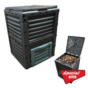 300L Outdoor Garden Compost Bin - Eco Friendly Organic Waste Converter Kitchen Composter | With Flip Latchs on Lid