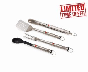 Joseph Joseph GrillOut 4-Piece Stainless Steel BBQ Utensil Set with Storage Case