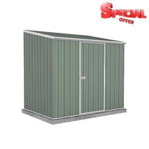 Absco 2.26m x 1.52m (7'5ft x 5ft) Pent Metal Garden Storage Shed | Included Anchor Kit | Weatherproof Steel Outdoor Sheds | Secure Door | Grey or Green | Rust-Resistant & Easy Assembly (Green)