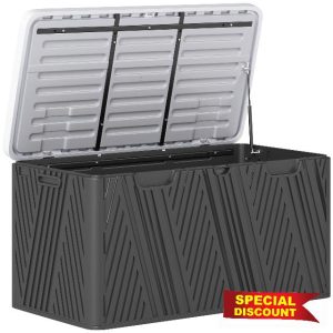 Outsunny 380L Garden Storage Box Outdoor Storage Box Waterproof with Lockable Lid and Moulded Handles
