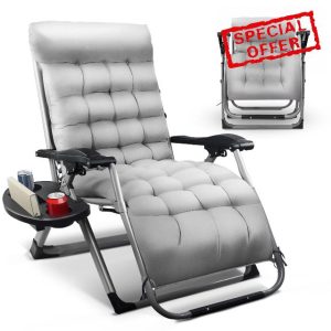 KEPLIN Square Tube Gravity Chair with Cushion – Extra-Wide 72cm Recliner