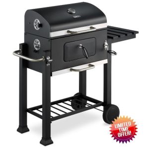 VonHaus Charcoal BBQ – Portable Barbecue with Warming Rack