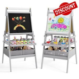 GYMAX Wooden Kids Easel