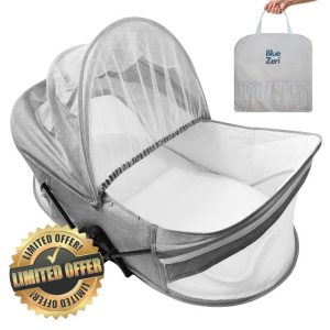 Blue Zeri Portable Baby Bed Lightweight & Compact - Travel Bassinet for babies -Baby Bassinet Newborn - Baby Travel Crib - Baby Nest Pod Newborn - Baby Camping Bed