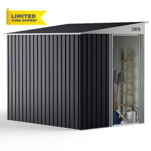 XEMQENER Lean to Garden Storage Shed with Hooks and Shelves