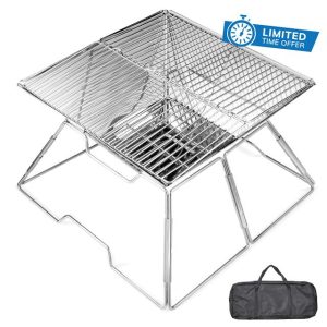 Lafuntar Portable Fire Pit for Camping With Carrying Bag