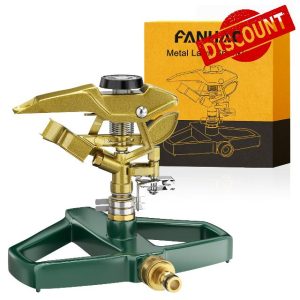FANHAO Heavy Duty Pulsating Impact Lawn Sprinkler with Metal Base