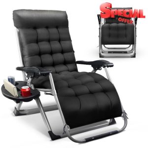 KEPLIN Square Tube Gravity Chair with Cushion – Extra-Wide 72cm Recliner