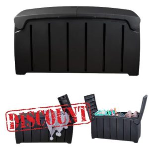 Samuel ALEXANDER Black 300L Large Garden Storage Box – Waterproof Outdoor Plastic Deck Box with Butterfly Lid – Outside Storage Chest for Garden Tools & Shoes