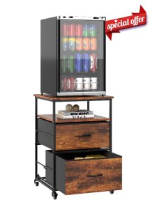 yeshine Mobile Mini Fridge Stand with Storage with Rolling Wheels Mini Fridge Table for Living Room Kitchen Bedroom Office Dorm Vintage Brow
