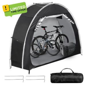 Bicycle Tent Bicycle Shed Portable Bicycle Garage Bicycle Cover Outdoor for 2 Bicycles 210D Oxford Waterproof Bicycle Tarpaulin Tool Shed for Motorcycle Garden Tools Toy Lawn Mowe