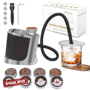 BORUIT Cocktail Smoker Kit Rechargeable-Adjustable Smoking Gun with 3 Settings