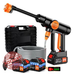 21V Cordless Pressure Washer with 2Pcs 3000mAh Battery