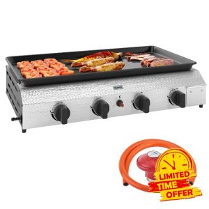 Outsunny Gas Plancha Grill with 4 Stainless Steel Burners