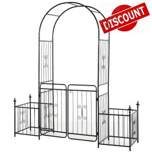 Outsunny Metal Garden Arbor Arch with Double Doors