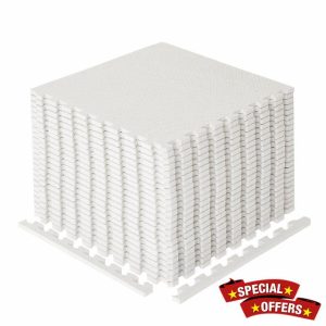 BiggaMats | EVA Foam Interlocking Floor Mats Baby 50x50cm | 14 mm Non-Slip Thick Kids Play Mats | White Waterproof Baby Foam Play Mat for Home