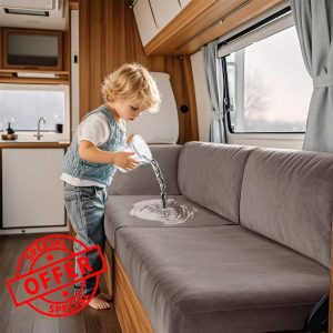 VFGFDJNDFX Waterproof RV Dinette Cushion Covers Stretch Velvet Seat and Backrest Covers for Caravan Camper Sofa Anti-Slip Kid-Friendly (Grayish Brown