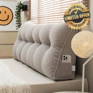 ROADDPMATE Triangular Headboard Wedge Pillow Back Support Pillow for Sitting up in Bed Backrest Headboard Cushion Daybed Pillow with Removable Cover (Gray