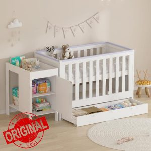 BSTSEL 2 in 1 Cot Crib with Changing Table