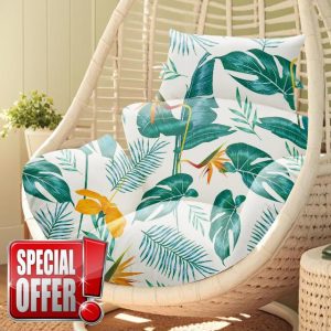 joomie Waterproof Egg Chair Cushion Replacement 119x79x13 cm Thicken Hanging Egg Swing Chair Cushion Indoor Outdoor Wicker Rattan Hammock Basket Cushion with Headrest Pillow