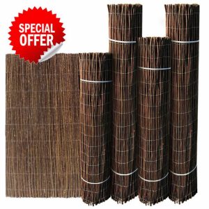 LOIBUYZ Willow Fencing Screening Rolls - Natural Willow Outdoor Garden Privacy Fence Covering