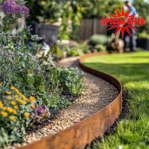 Corten Steel Metal Lawn Edging 5 Metre (16.5ft)