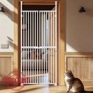 180cm Extra Tall Pet Gate Cat Door with Doors Locks Fits doors from 190-250cm Tall Extendable Adjustable Dog Gate indoor no Drilling