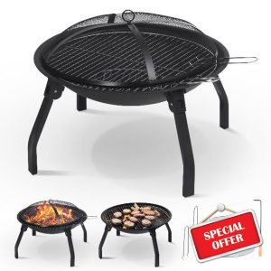Keplin Portable Folding Fire Pit with Lid