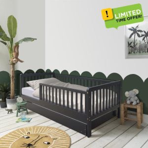 Noa and Nani Leonora Toddler Bed with Pull-Out Trundle (Anthracite)