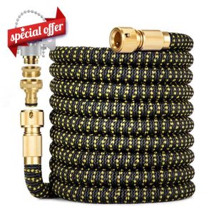 Expandable Garden Hose Pipe 150FT 3 Times Flexible Expanding Magic Watering Hose with 3/4" 1/2" and Universal Connector Solid Brass Fittings for Pet & Car Washing