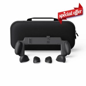 Skull & Co. NeoGrip Bundle for Nintendo Switch 2: An Ergonomic Grip Hard Shell Handheld Case with Replaceable Grips [to fit All Hands Sizes] [with Carrying Case]- Black