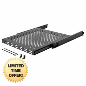 Tecmojo 1U 4-Post Server Rack and Network Rack Sliding Shelf Adjustable Depth 21.7''~35.4" with M6 Screws and Anti-slip stop