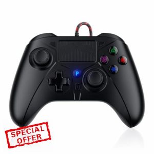 FOIRCEADAL Controller for PS-5 Gamepad Remote Control with Dual Motor Vibration/6-Axis Sensor/Turbo/3.5mm Audio Jack/Touch Pad for Ps-3/Ps-4/Ps-5/Pro/Slim/S-witch/Pc Black