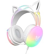 ONITOON Cat Ear Bluetooth Headphones with Microphone for Kids and Adults, LED Light Up Wireless H...