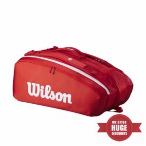 WILSON 2025 Super Tour Red Tennis Racket Bags - Red/White