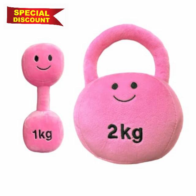 Plush Toy Dumbbell and Kettlebell Set - Baby Rattle - Suitable for Newborn Babies - Plush Toys for Babies Infant Girls Boys Baby Gift - Sensnory Toy (Candy Château Pink)