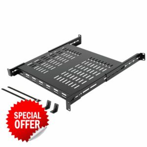 Tecmojo 1U Adjustable Vented Server Rack Mount Shelf - 13.8" (350mm) -23.6" (600mm) Depth