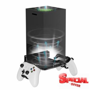Bricok Aluminium Alloy Wall Mount for Xbox Series X Wall Mount Kit for Xbox Series X Accessories with 2 Controller Stand