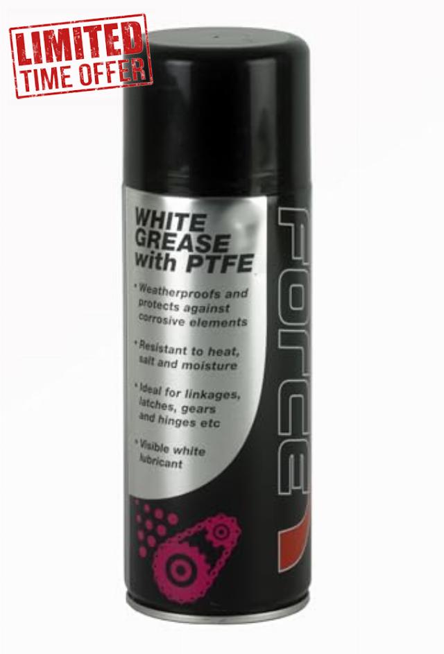 Force White Lubricant Grease With PTFE 400ML Aerosols Pack Qty 6