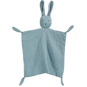 Organic Cotton Muslin Bunny Security Blanket Soft & Breathable Lovie Baby Gifts for Boys and Girls
