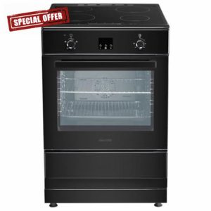 electriQ 60cm Single Oven Cooker with Induction Hob - Black