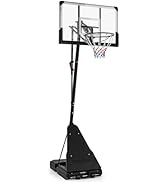 GYMAX 10 FT/12FT Basketball Hoop and Stand, Portable Basketball Set with 32