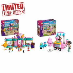 LEGO Friends Heartlake City Sweet Shop Friends Candyfloss Stand and Scooter Gift for 6 Plus Year Old Girls & Boys 42649 + 42643